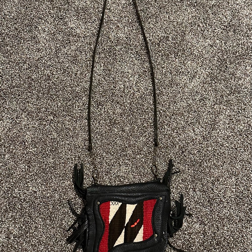 Vintage Handcrafted Artisan signed Elk Skin & Navajo Rug Purse/Belt Bag - Picture 2 of 4